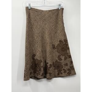 VTG Skirt Express brown floral embroidered A-line Clueless Preppy Y2K Sz-1/2 =2